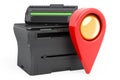 Map pointer with multifunction printer MFP, 3D rendering