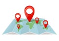 Map with pointer navigations. Navigation Concept picture with realistic map pointer Royalty Free Stock Photo