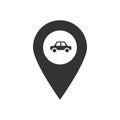 Map pointer pin with car simple black icon
