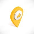 Map pointer pin isometric with hand like icon Royalty Free Stock Photo
