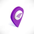 Map pointer pin isometric with wifi icon Royalty Free Stock Photo