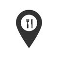 Map pointer pin with Fork and knife simple black