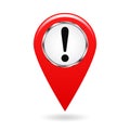 Map pointer. The pointer of important objects, warning of danger on the area map. safety symbol. red object on a white background. Royalty Free Stock Photo