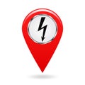 Map pointer. The pointer of power plants and various objects related to electricity on the area map. safety symbol. The red object Royalty Free Stock Photo