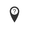 Map pointer with Question symbol icon isolated. Marker location sign. For location maps. Sign for navigation. Index Royalty Free Stock Photo