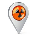 Map pointer with radiation flag, 3D rendering Royalty Free Stock Photo
