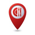 Map pointer with restaurant icon