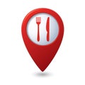 Map pointer with restaurant icon