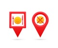 Map pointer with restaurant. Pin Point food. Vector stock illustration.