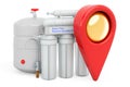 Map pointer with reverse osmosis system. 3D rendering