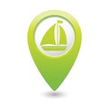 Map pointer with sailboat icon Royalty Free Stock Photo