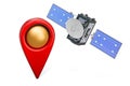 Map pointer with satellite, 3D rendering Royalty Free Stock Photo
