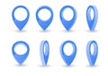 Map pointer set. Maps pin inverted drop shaped blue icon to mark Royalty Free Stock Photo