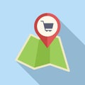 Map pointer shop icon flat vector. Locator online