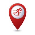 Map pointer with ski track icon