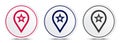 Map pointer star icon crystal flat round button set illustration design