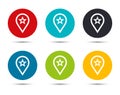 Map pointer star icon flat round button set illustration design Royalty Free Stock Photo