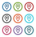 Map pointer star icon flat round buttons set illustration design Royalty Free Stock Photo