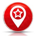 Map pointer star icon metallic grunge abstract red round button illustration