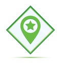 Map pointer star icon modern abstract green diamond button Royalty Free Stock Photo