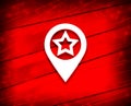 Map pointer star icon shiny line red background illustration