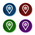 Map pointer star icon shiny round buttons set illustration Royalty Free Stock Photo