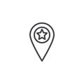 Map pointer star line icon