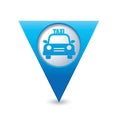 Map pointer with taxi icon