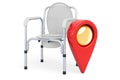 Map pointer with toilet chair, 3D rendering