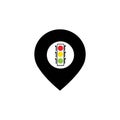 map pointer Traffic light signal - vector icon