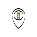 map pointer Traffic light signal - vector icon