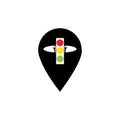 map pointer Traffic light signal - vector icon