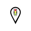 map pointer Traffic light signal - vector icon