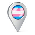 Map pointer with transgender flag, 3D rendering Royalty Free Stock Photo