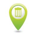 Map pointer with trash can icon Royalty Free Stock Photo