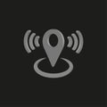 Map pointer with wifi symbol. Vector illustration. Stock image. Royalty Free Stock Photo