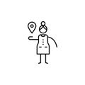 Map pointer, woman icon. Element of people in travel line icon. Thin line icon for website design and development, app development