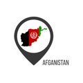 Map pointers with contry Afganistan. Afganistan flag. Stock vector illustration isolated on white background