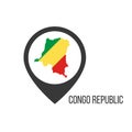 Map pointers with contry Congo Republic. Congo Republic flag. Stock vector illustration isolated on white background