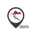 Map pointers with contry Croatia. Croatia flag. Stock vector illustration isolated on white background