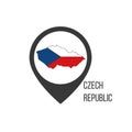 Map pointers with contry Czech Republic. Czech Republic flag. Stock vector illustration isolated on white background Royalty Free Stock Photo