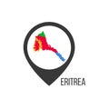 Map pointers with contry Eritrea. Eritrea flag. Stock vector illustration isolated on white background Royalty Free Stock Photo