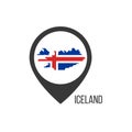 Map pointers with contry Iceland. Iceland flag. Stock vector illustration isolated on white background