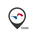 Map pointers with contry Panama. Panama flag. Stock vector illustration isolated on white background Royalty Free Stock Photo