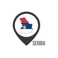 Map pointers with contry Serbia. Serbia flag. Stock vector illustration isolated on white background Royalty Free Stock Photo