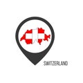 Map pointers with contry Switzerland. Switzerland flag. Stock vector illustration isolated on white background Royalty Free Stock Photo