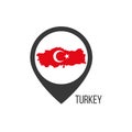 Map pointers with contry Turkey. Turkey flag. Stock vector illustration isolated on white background