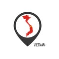 Map pointers with contry Vietnam. Vietnam flag. Stock vector illustration isolated on white background