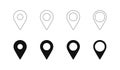 Map pointers isolated icons vector illustration. Simple pins symbols collection. Location signs set with different Royalty Free Stock Photo