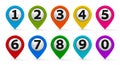 Map pointers with numbers set Royalty Free Stock Photo